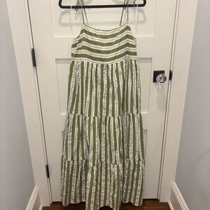 Seafolly Green and White Striped Maxi Dress